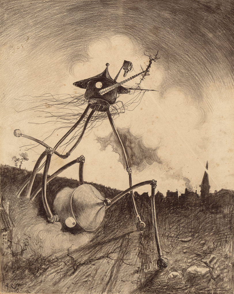 illustration by Brazilian artist Henrique Alvim-Corrêa to the first French translation of H. G. Wells' The War of the Worlds (1906)